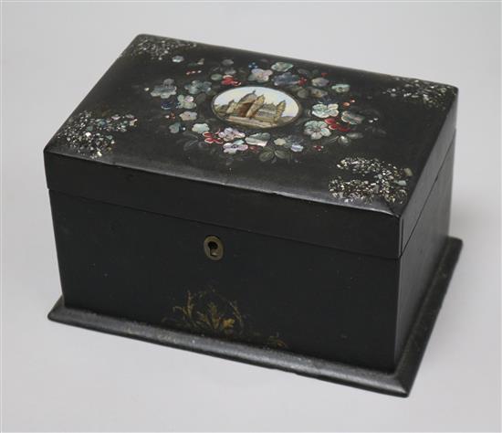 Mother of pearl inlaid tea caddy 18 x 12cm
